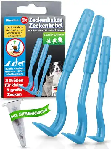 Zeckenhaken BluePet ® 3 Größen Set Zeckenentferner