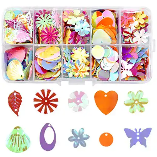 Pailletten Fodlon 1 Box Bunt Pailetten zum Basteln, DIY Irisierend