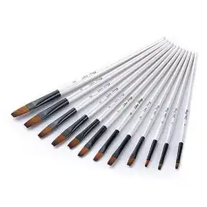 Flachpinsel Wartoon Künstlerpinsel Set, 12 Stück Nylon, Weiß