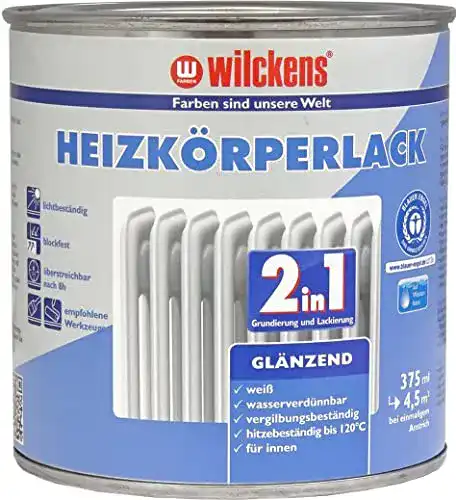 Heizkörperlack Wilckens 2-in-1 glänzend, 375 ml, weiß