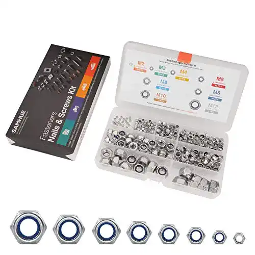 Muttern SAMHUE Sicherungs Set 225pcs, Edelstahl selbstsichernd