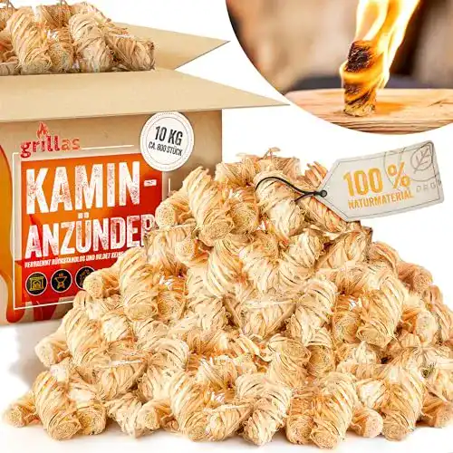 Holzwolle grillas 10 kg Bio-Kaminanzünder u. Öko-Grillanzünder