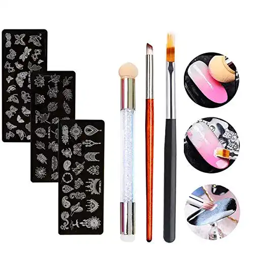 Nageldesign-Set MWOOT Nailart Pinsel Set mit Nagel Stempel