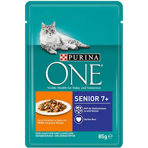 Katzenfutter Senior PURINA ONE SENIOR 7+ Sauce mit Huhn, 24er