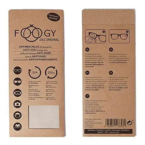 Antibeschlag FOOGY trockenes Brillenputztuch aus Microfaser