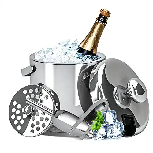 Eisbehälter LessMo Edelstahl, 3L, mit Deckel und Eiszange