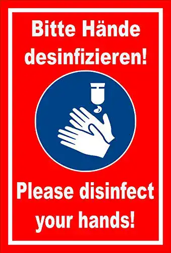 Hände-desinfizieren-Schild Melis Folienwerkstatt Schild 30x20cm
