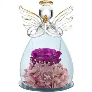 Ewige Rose ANLUNOB Forever Rose in Engelsfigur aus Glas