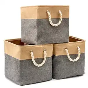 Faltbox EZOWARE 3er-Set Faltbar, aus Leinen, mit Griffen