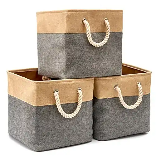Faltbox EZOWARE 3er-Set Faltbar, aus Leinen, mit Griffen