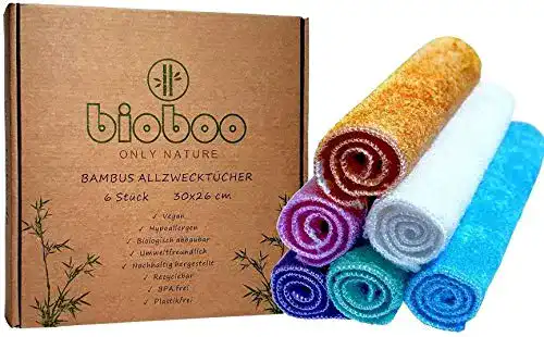 Bambustücher bioboo Bambus Allzwecktücher, 6 Stück, 30x26cm
