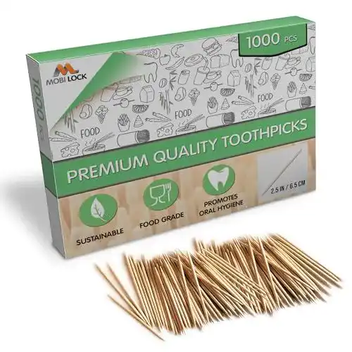 Zahnstocher Mobi Lock Premium Bambus Holz Cocktail, 1000 Stück