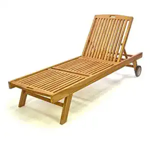 Teak-Gartenliege Divero Sonnenliege massiv Natur behandelt
