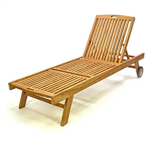 Teak-Gartenliege Divero Sonnenliege massiv Natur behandelt
