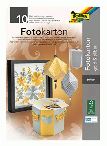 Bastelpapier folia 611 – Block mit Fotokarton in gold / silber, DIN