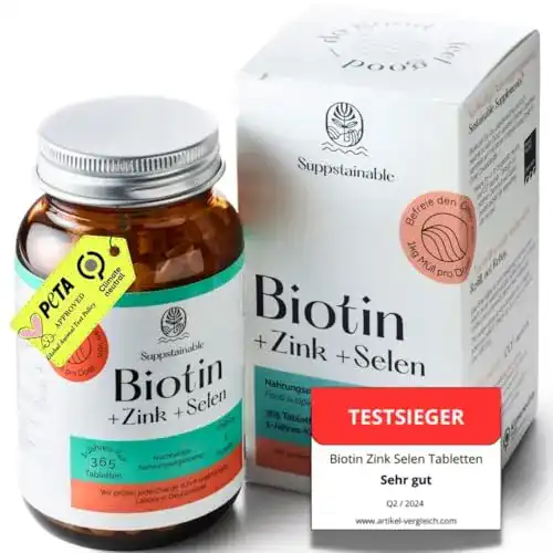 Zink-Selen-Kapseln Suppstainable Jahreskur 365 Biotin Zink Selen
