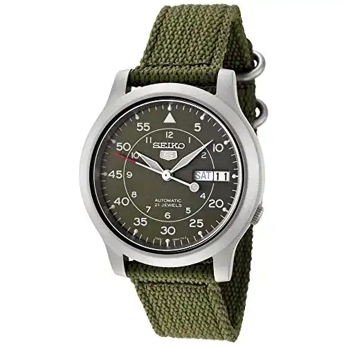 Militäruhr Seiko Herrenuhr Analog Automatisch mit Stoffarmband