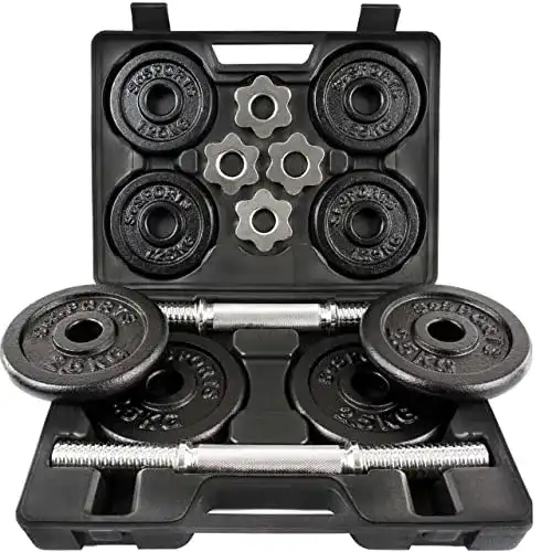 Gewichte ScSPORTS ® 20 kg Hantelset mit Koffer, Guss