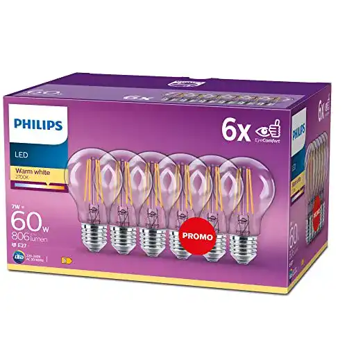 LED-Lampen (E27, GU10, E14) Philips LEDclassic, E27, A60, 6er