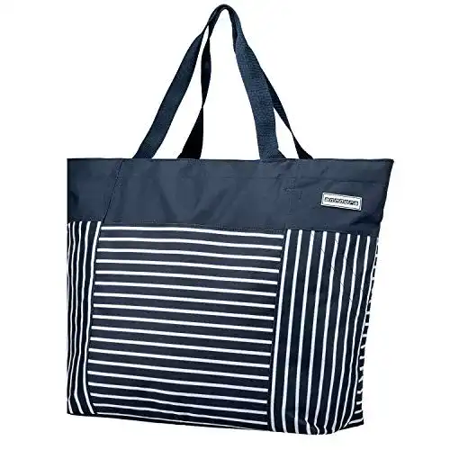 Strandtasche anndora XXL Shopper Navy blau weiß – 40 Liter