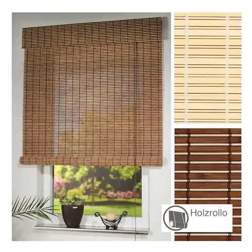 Holzjalousien Liedeco Rollo Holz mit Seitenzug, B 160 cm x L 17
