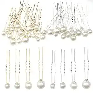 Haarnadeln hocadon 32 Stück Perlen U-Form, Braut with Pearls