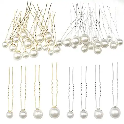 Haarnadeln hocadon 32 Stück Perlen U-Form, Braut with Pearls