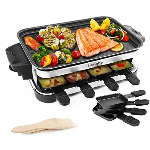 Raclette HengBO Grill für 6 8 4 Personen, 2 Pfannen,1 Pfännchen