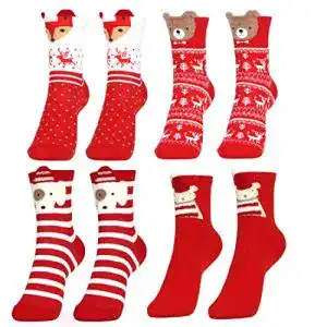 Weihnachtssocken Wishstar, 4 Paare Weihnachten Baumwolle