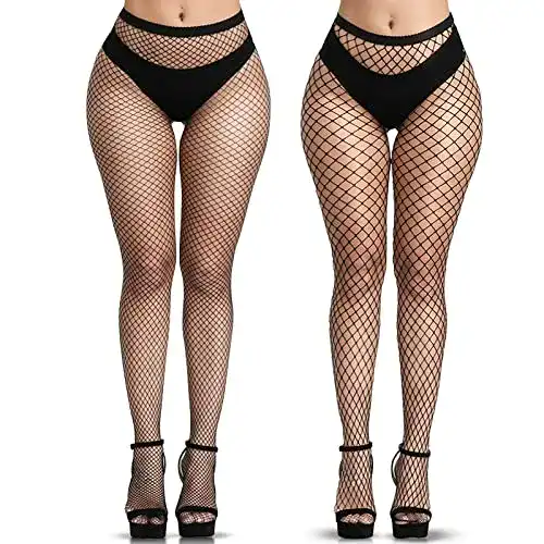 Netzstrumpfhose YOGINGO 2 PCS Schwarz, Fishnet Stockings