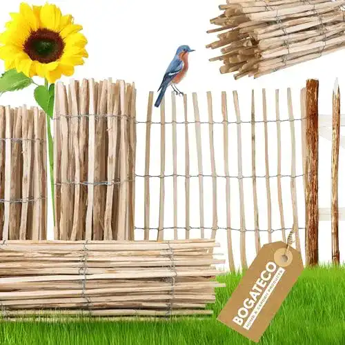 Staketenzaun BOGATECO Haselnuss Kastanie | Holz-Zaun 90 cm