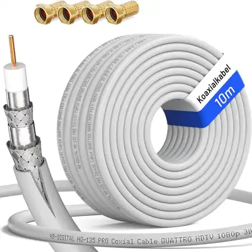 Koaxialkabel HB-DIGITAL 135dB 10m Koaxial SAT Kabel HQ-135