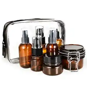 Reiseflaschen Cizen Kosmetik Set 7 Stück, Amber Plasitc Gläser
