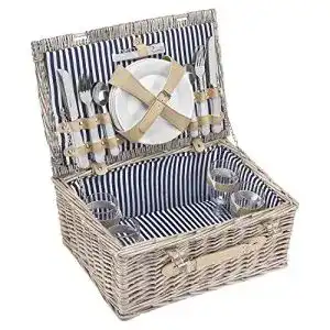 Picknickkorb 4 Personen anndora Weidenkorb Beige 21 Teilig