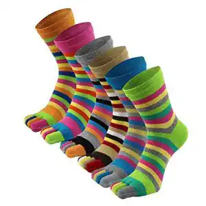 Zehensocken AIEOE 6 Paar Damen Streifen Baumwolle