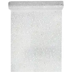 Glitzerstoff Santex Tischläufer Tüll Glitter 30cm x 5m Silber