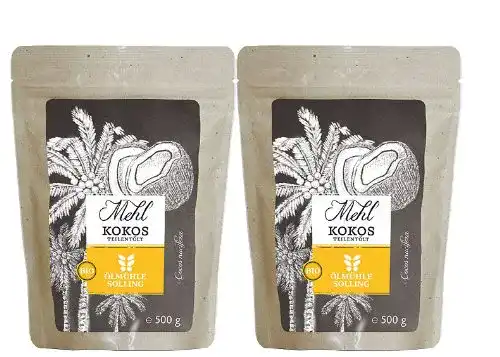 Kokosmehl Ölmühle Solling Bio feingemahlen, 2x500g, teilentölt