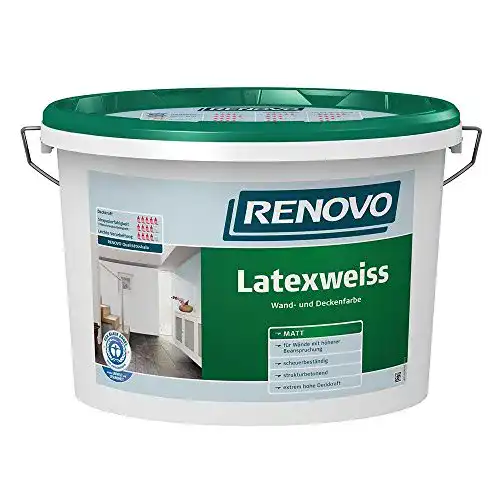 Latexfarbe matt RENOVO Latexweiss Latexfarbe 5 L Matt Wand Deckenfarbe