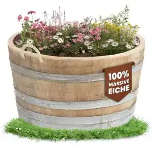 Pflanzkübel Temesso Holzfass, Kräuterbeet, Weinfass Fass halbiert