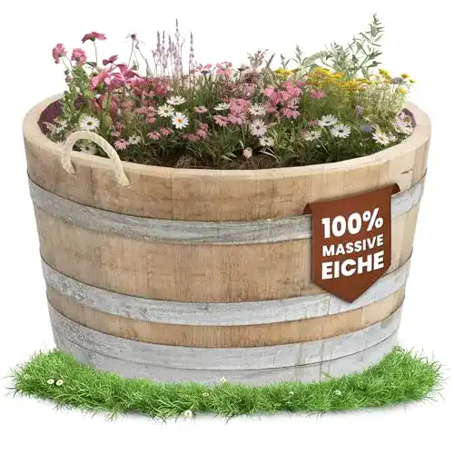 Pflanzkübel Temesso Holzfass, Kräuterbeet, Weinfass Fass halbiert