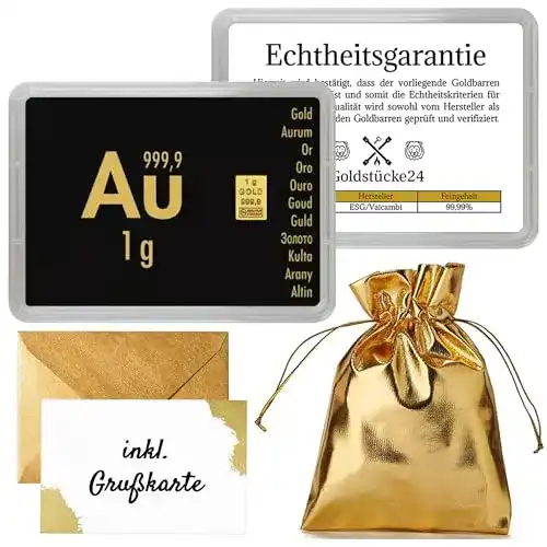 Goldbarren 1 g Goldstücke24 Gold zum Verschenken in Motivbox