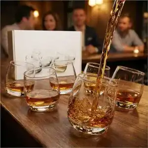 Whiskyglas Gravidus 6 x Bar Rocking Whisky Glas, runder Boden