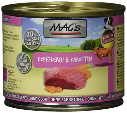 Die beste Macs-Nassfutter Hund Mac's Kopffleisch & Karotten, 6er Pack 2026 Test Bestseller Macs-Nassfutter Hund Mac’s Kopffleisch & Karotten, 6er Pack