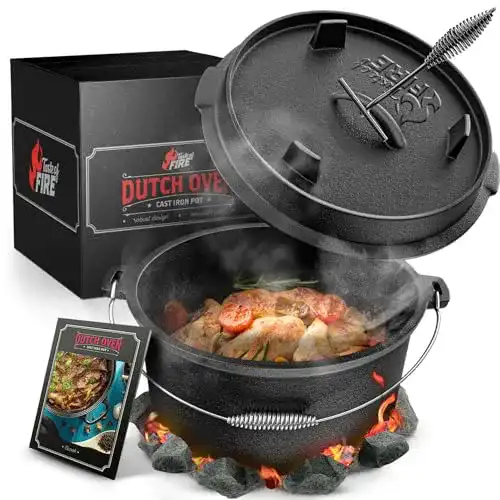 Dutch Oven Black Bull BBQ Das Original, Set, 7L, Füßen & Deckel