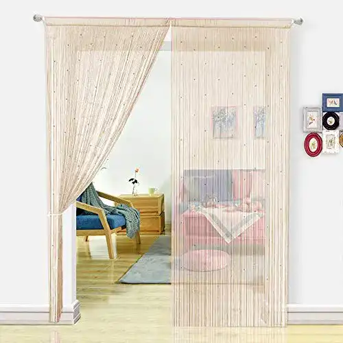 Perlenvorhang HSYLYM Textil, champagnerfarben, 90x245cm
