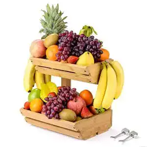 Obstkorb Sunix Bambus, 2 Ebenen, inklusive 2 Bananenhaken