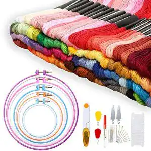 Stickset Adkwse Stickerei Set, Kreuzstich Set mit 100 Farbfäden
