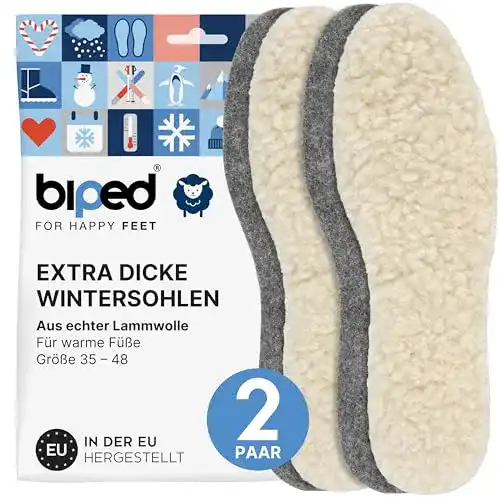 Filzsohlen biped 2 Paar extra dick, aus Lammwolle und Filz