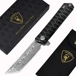 Damast-Taschenmesser AUBEY Messer Damast Klappmesser