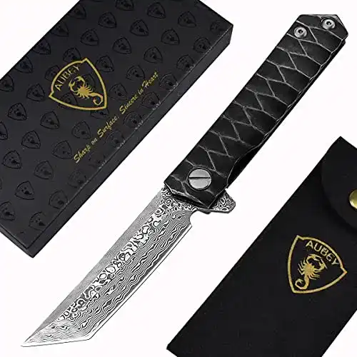 Damast-Taschenmesser AUBEY Messer Damast Klappmesser
